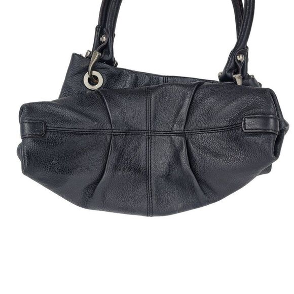 Tignanello Black Pebble Leather Double Shoulder Bag Handbag Purse Rectangle - Picture 10 of 11